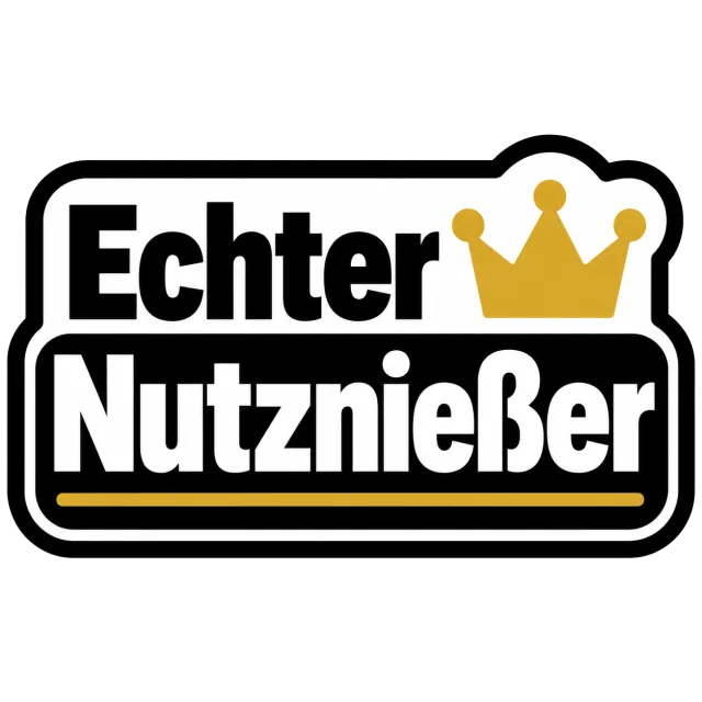 “Echter Nutznießer” Sticker – Black Statement Sticker with Gold Crown