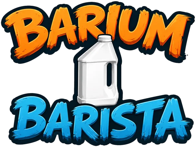 „Barium Barista“ Radiologie-Sticker – 3 Designs in verschiedenen Größen