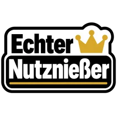 „Echter Nutznießer“ Sticker – schwarzer Statement-Sticker mit goldener Krone