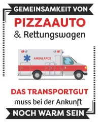 „Pizzaauto & Rettungswagen“ Sticker – humorvoller Rettungsdienst-Aufkleber